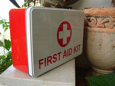 vintage first aid kit metal box 